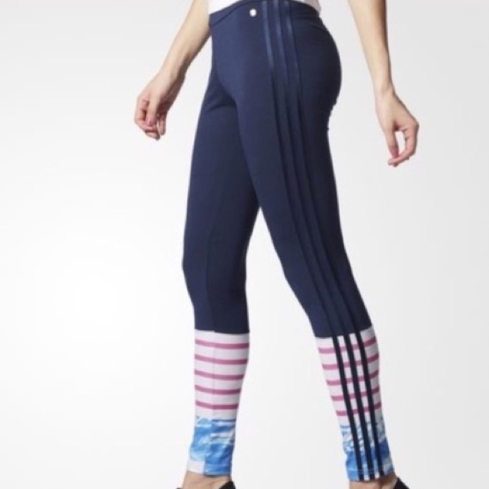 NWT Adidas Neo Blue wave print leggings